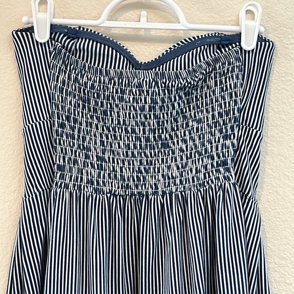 No Boundaries Floral, Blue Stripe, Strapless, Summer Mini Dress, Size Small - Picture 7 of 11
